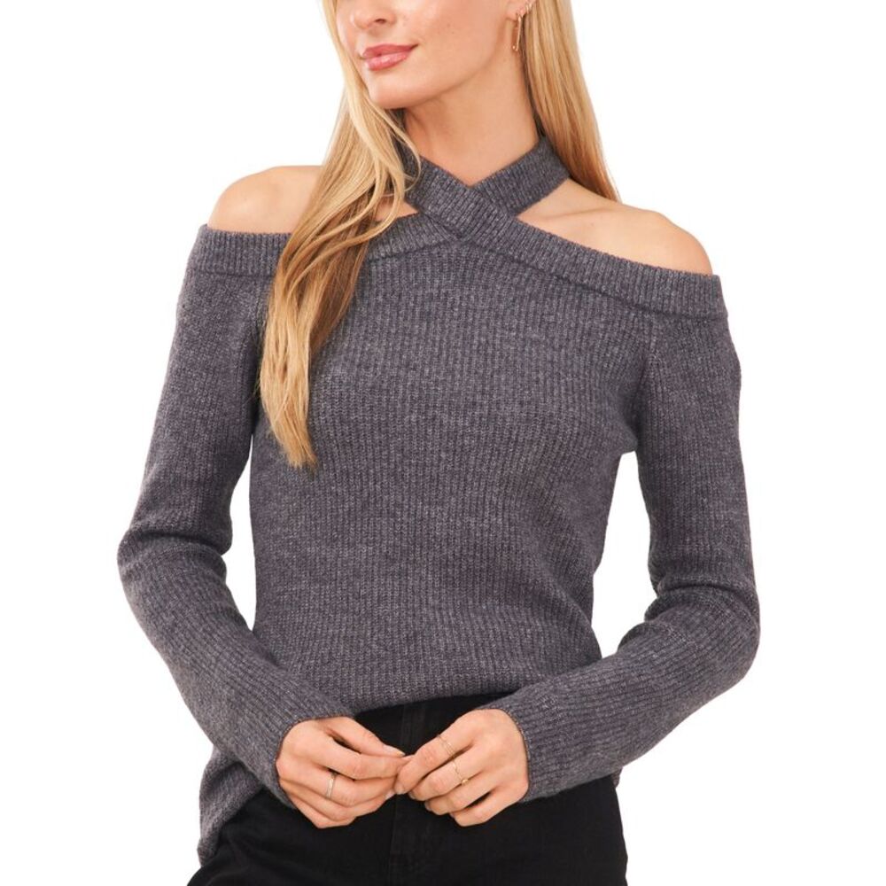 Sam Jess Womens Long Sleeve Cold Shoulder Sweater